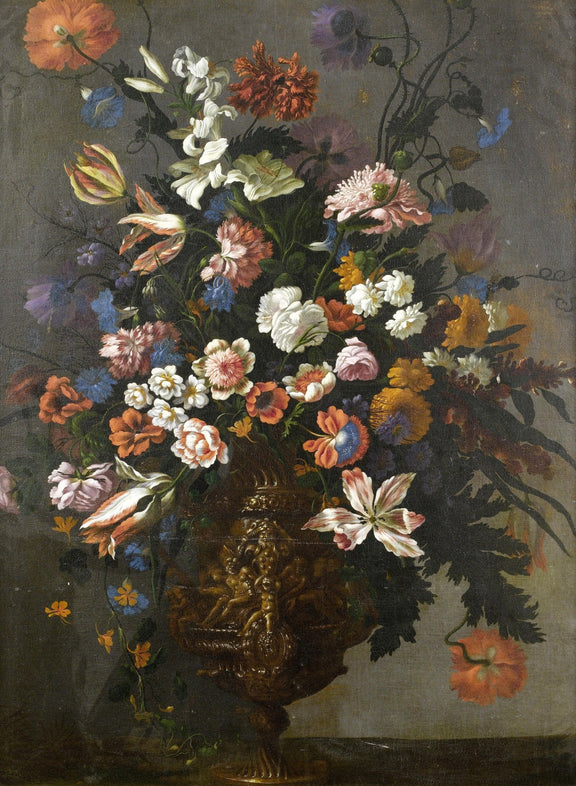 Hand - Painted Baroque Floral Arrangement Vase – Floral Oil Painting - Oil Painting Haven