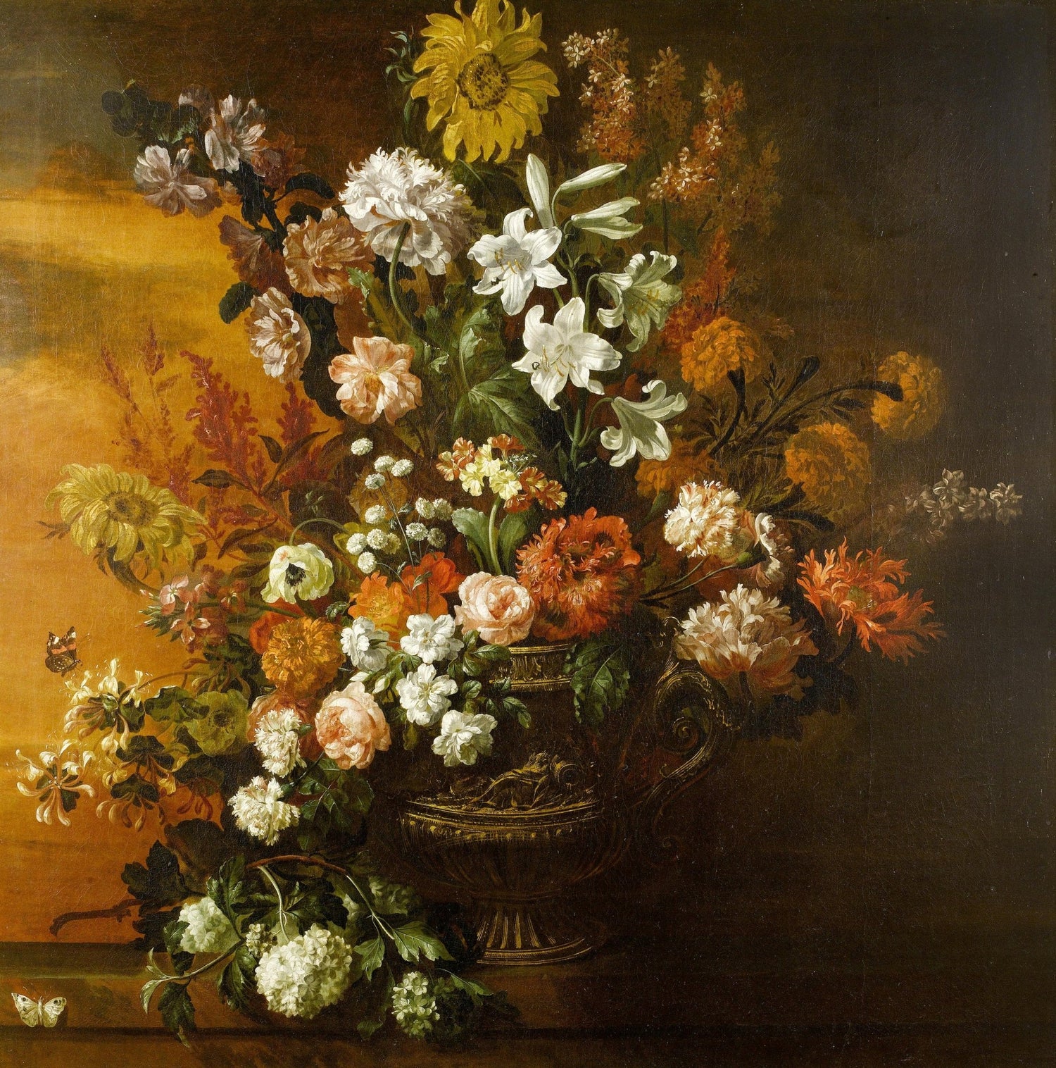 Hand - Painted Baroque Flower Bouquet in Ornate Urn – Floral Oil Painting - Oil Painting Haven