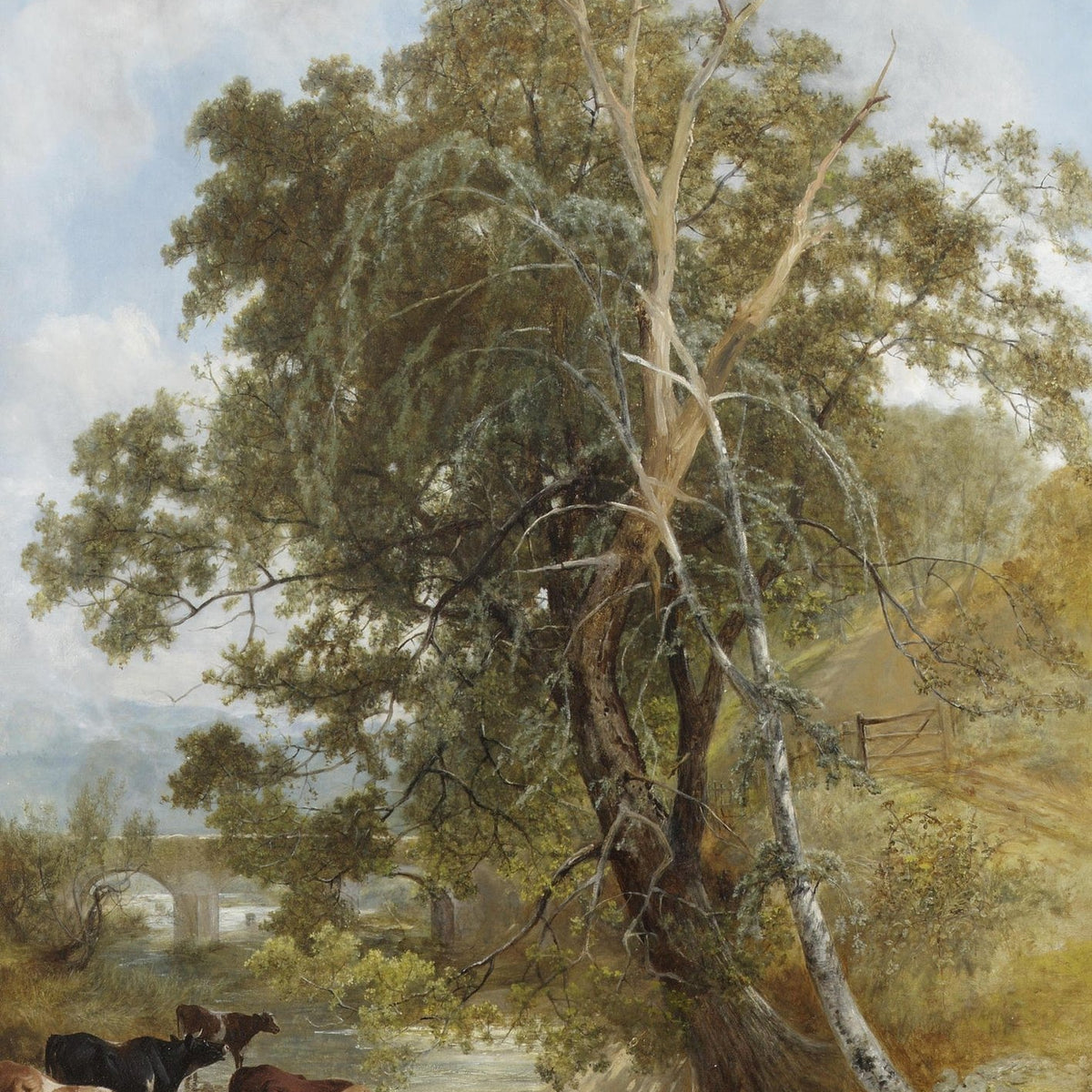 Hand - Painted Cattle by the Riverbank - animals Oil Painting - Oil Painting Haven