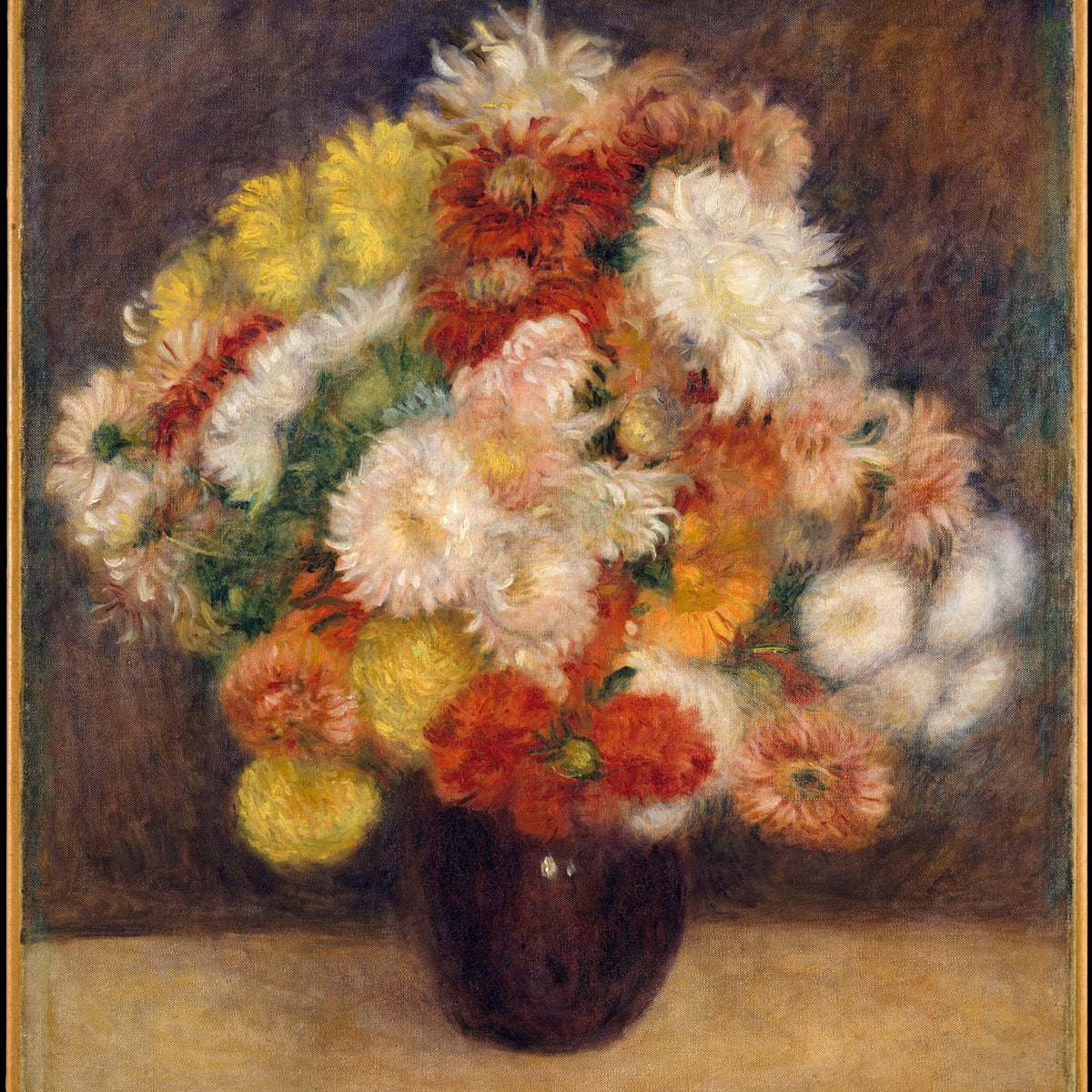 Hand - Painted Chrysanthemum Bouquet in Vase – Floral Oil Painting - Oil Painting Haven