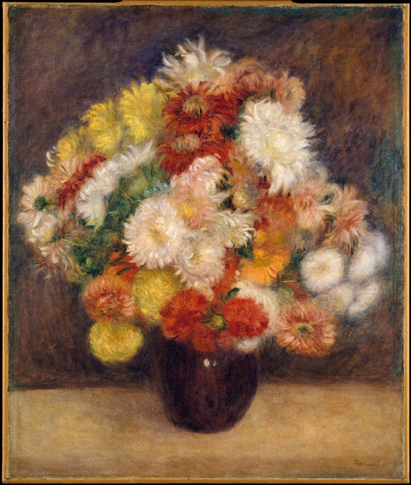Hand - Painted Chrysanthemum Bouquet in Vase – Floral Oil Painting - Oil Painting Haven