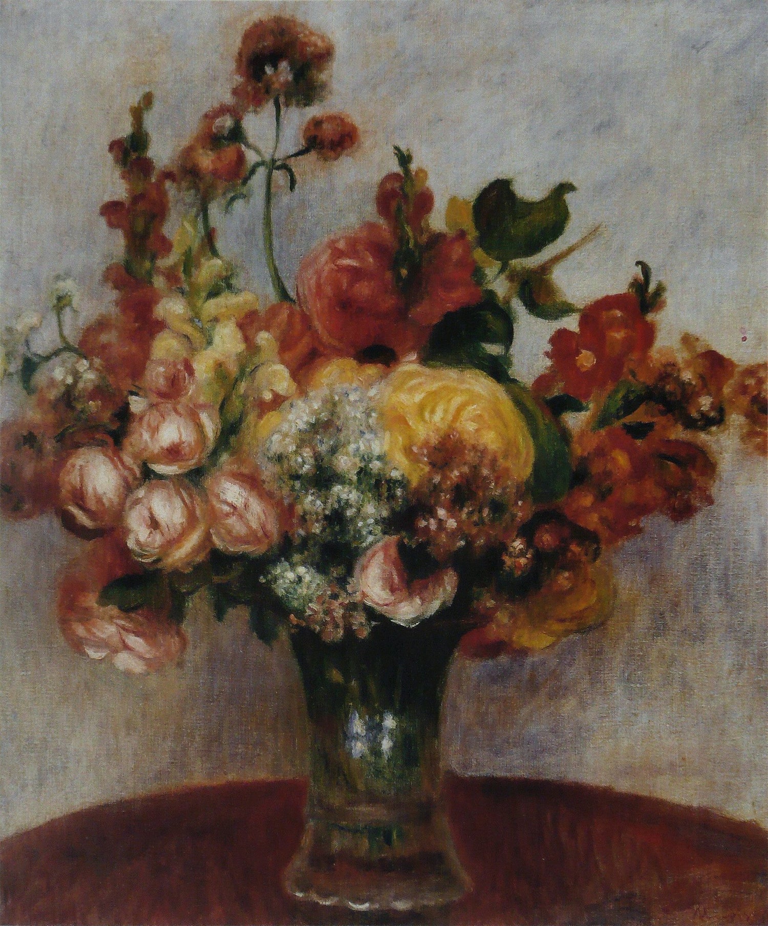 Hand - Painted Chrysanthemum Bouquet in Vase - Floral Oil Painting - Oil Painting Haven