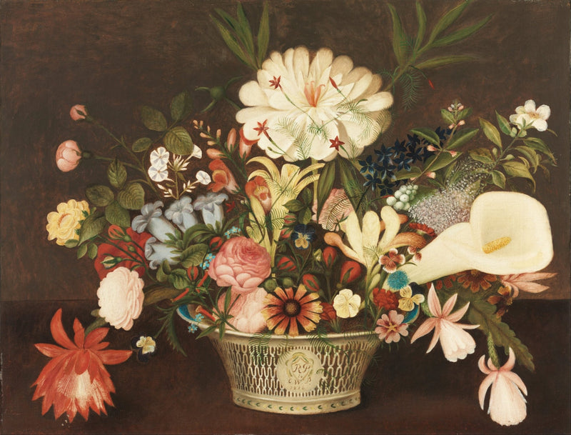 Hand - Painted Classical Flower Basket Still Life – Floral Oil Painting - Oil Painting Haven