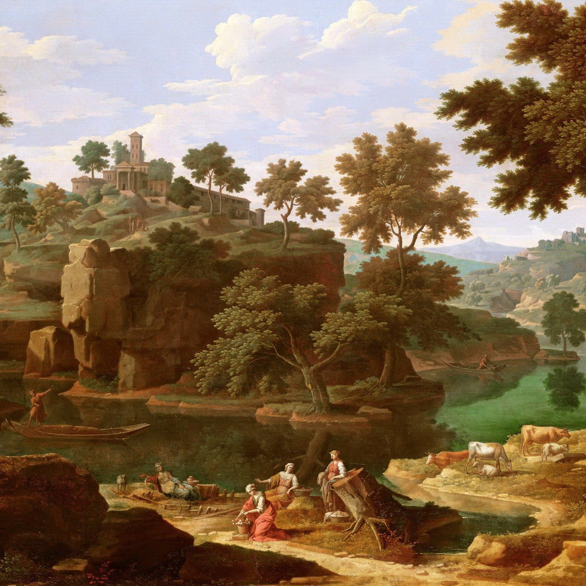 Hand - Painted Classical River Valley - Landscape Oil Painting - Oil Painting Haven