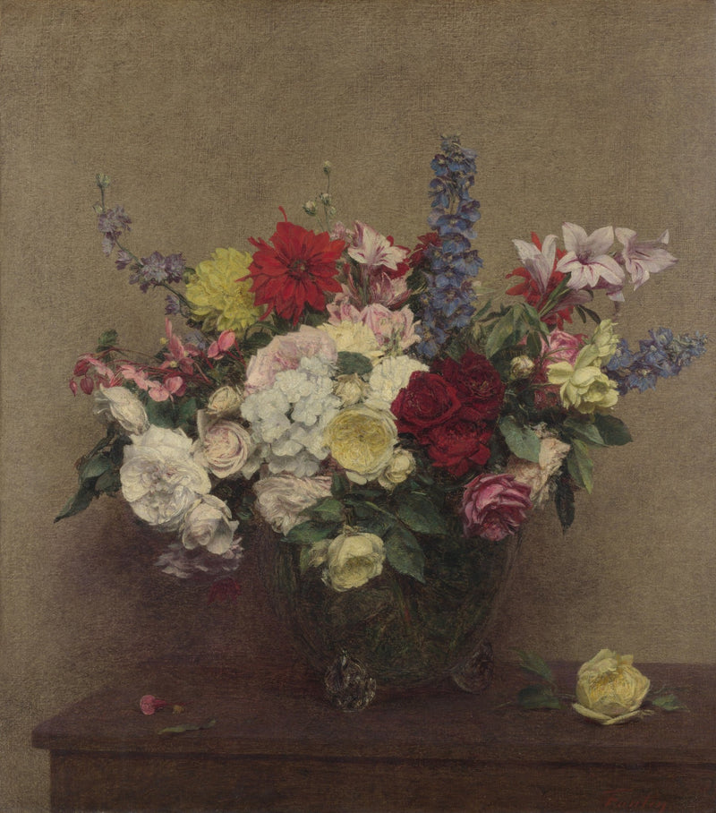 Hand - Painted Classical Rose Bouquet Vase – Floral Oil Painting - Oil Painting Haven