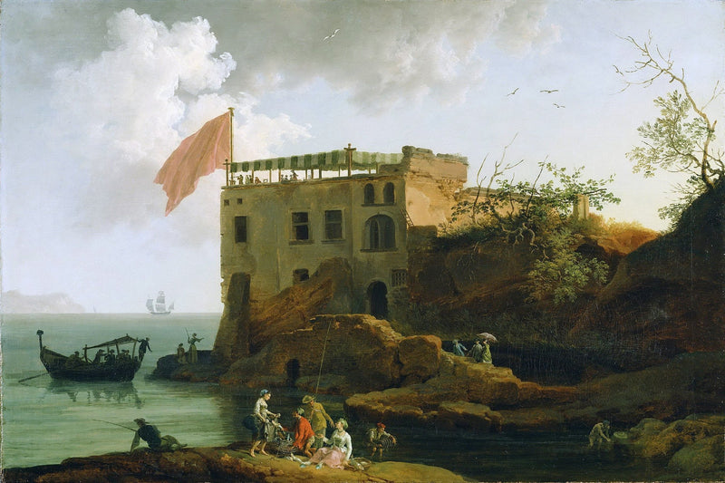 Hand-painted hand-painted coastal house by the sea landscape oil painting on canvas