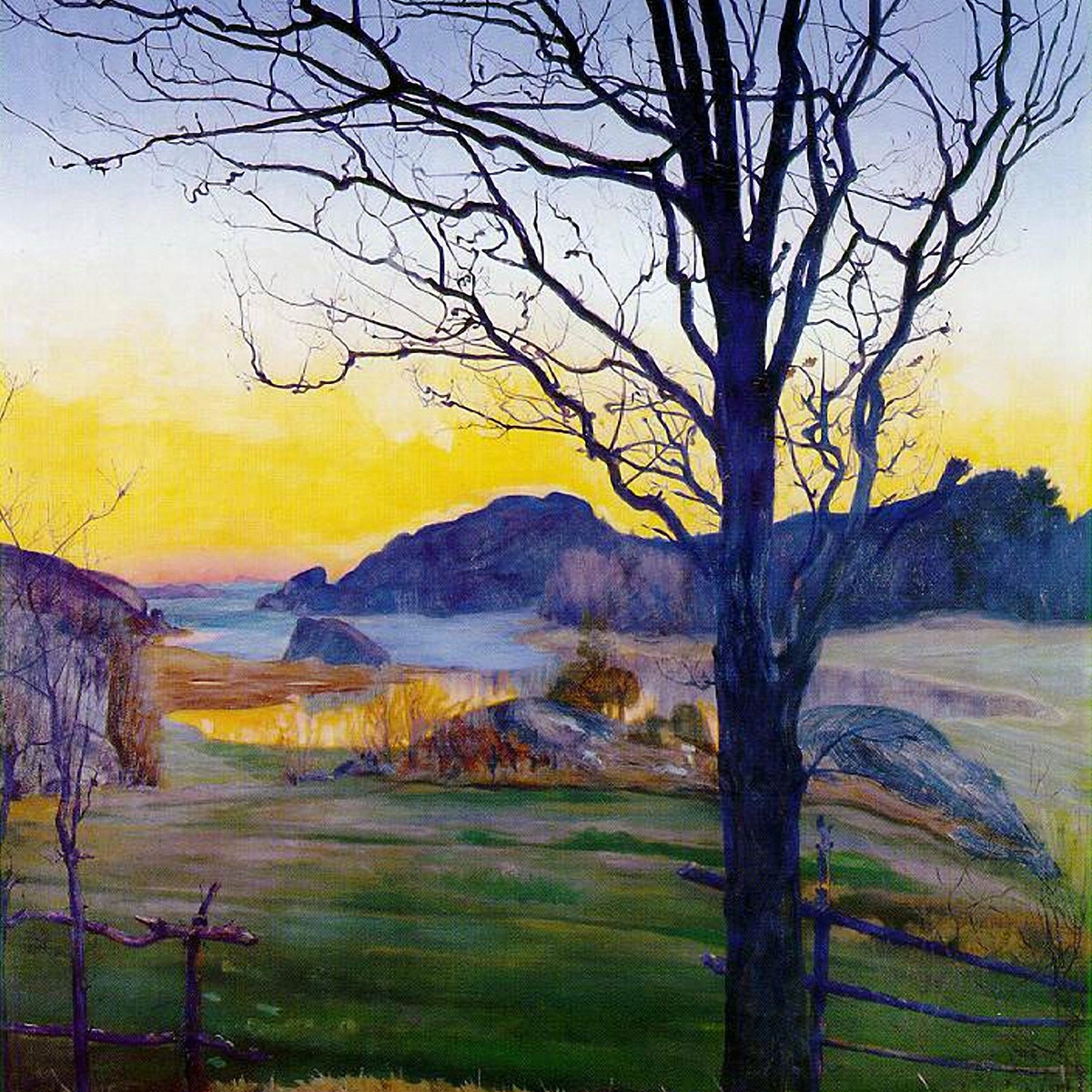 Hand - Painted Coastal Sunset Tree View - Landscape Oil Painting - Oil Painting Haven