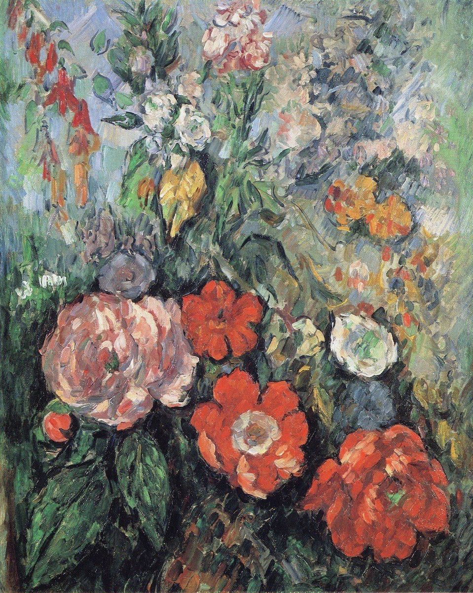 Hand-Painted Colorful Garden Flower Bouquet – Floral Oil Painting