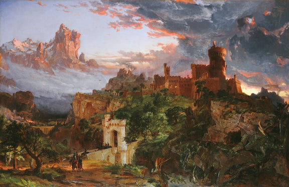 Hand - Painted Dramatic Castle Sunset - Landscape Oil Painting - Oil Painting Haven