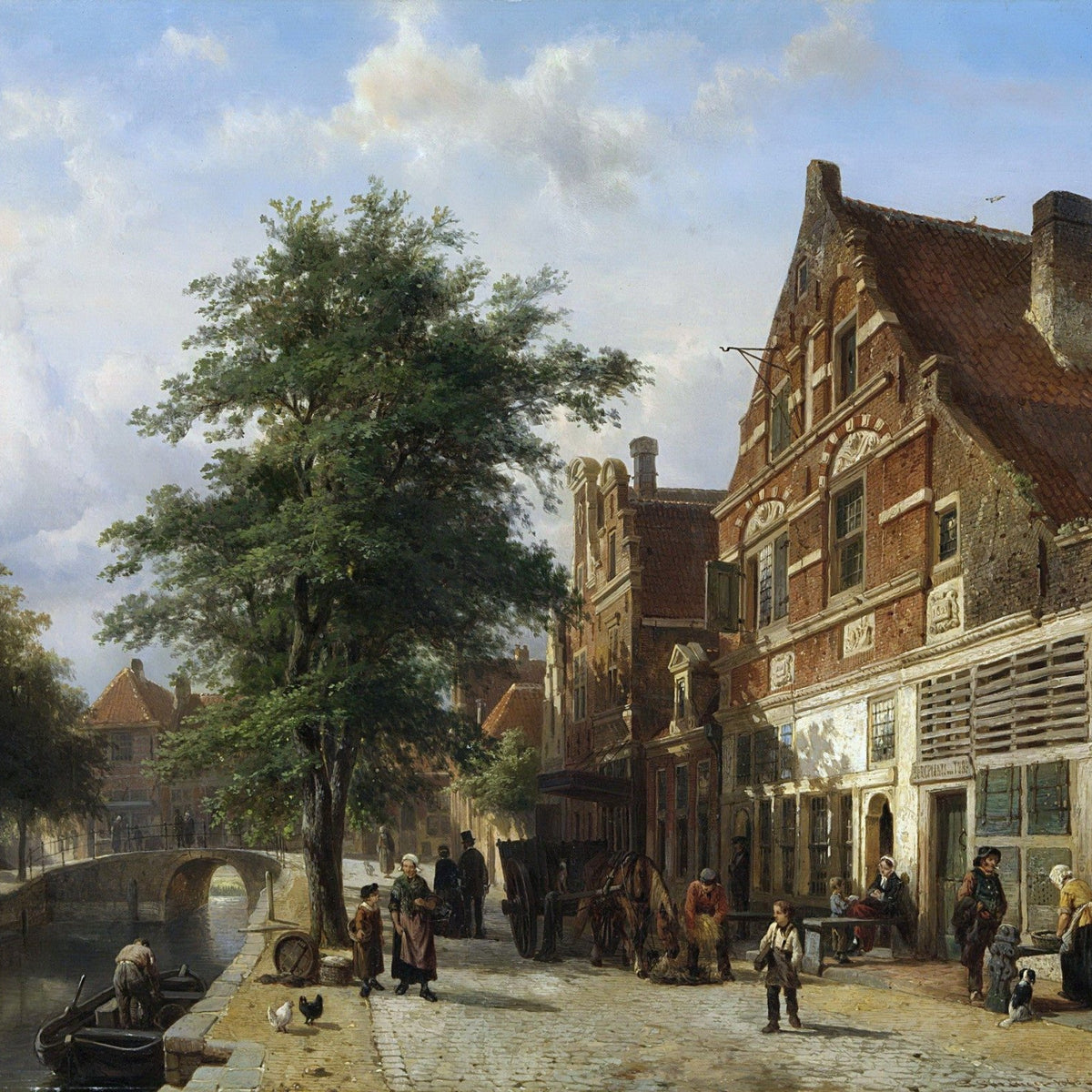 Hand painted oil on canvas landscape oil painting of a Dutch canal street with textured brushwork, detailed old buildings,. - Add Frame, Canal, Canvas, Hand Painted, Landscape, Made To Order, Oil Painting, Venice
