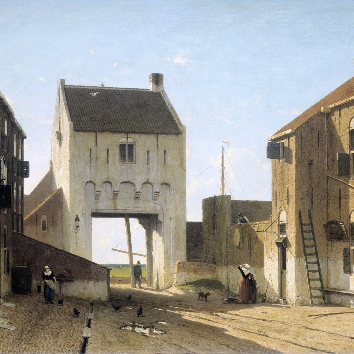 Hand - Painted Dutch City Gate Street - Landscape Oil Painting - Oil Painting Haven