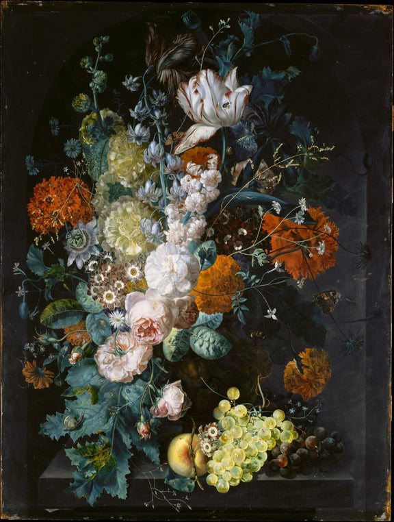 Hand - Painted Dutch Floral Still Life with Fruit – Floral Oil Painting - Oil Painting Haven