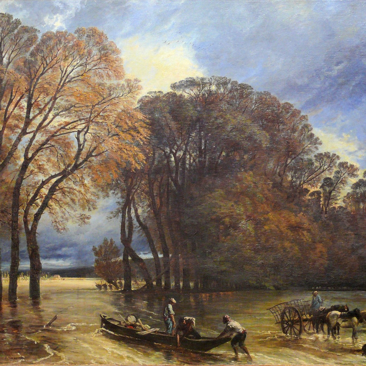 Hand-painted hand-painted flooded woodland scene landscape oil painting on canvas