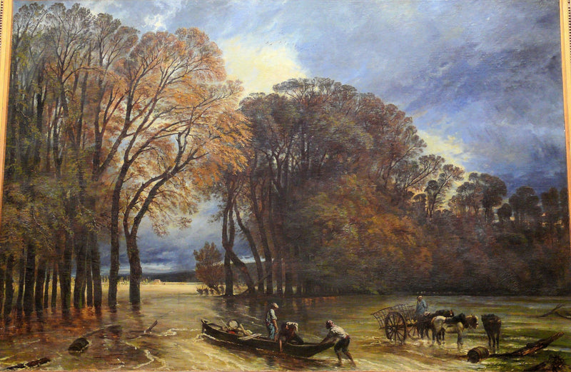 Hand-painted hand-painted flooded woodland scene landscape oil painting on canvas