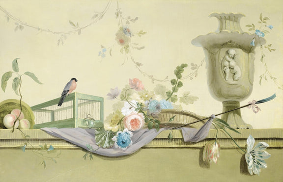 Hand - Painted Floral Still Life with Bird and Vase – Floral Oil Painting - Oil Painting Haven