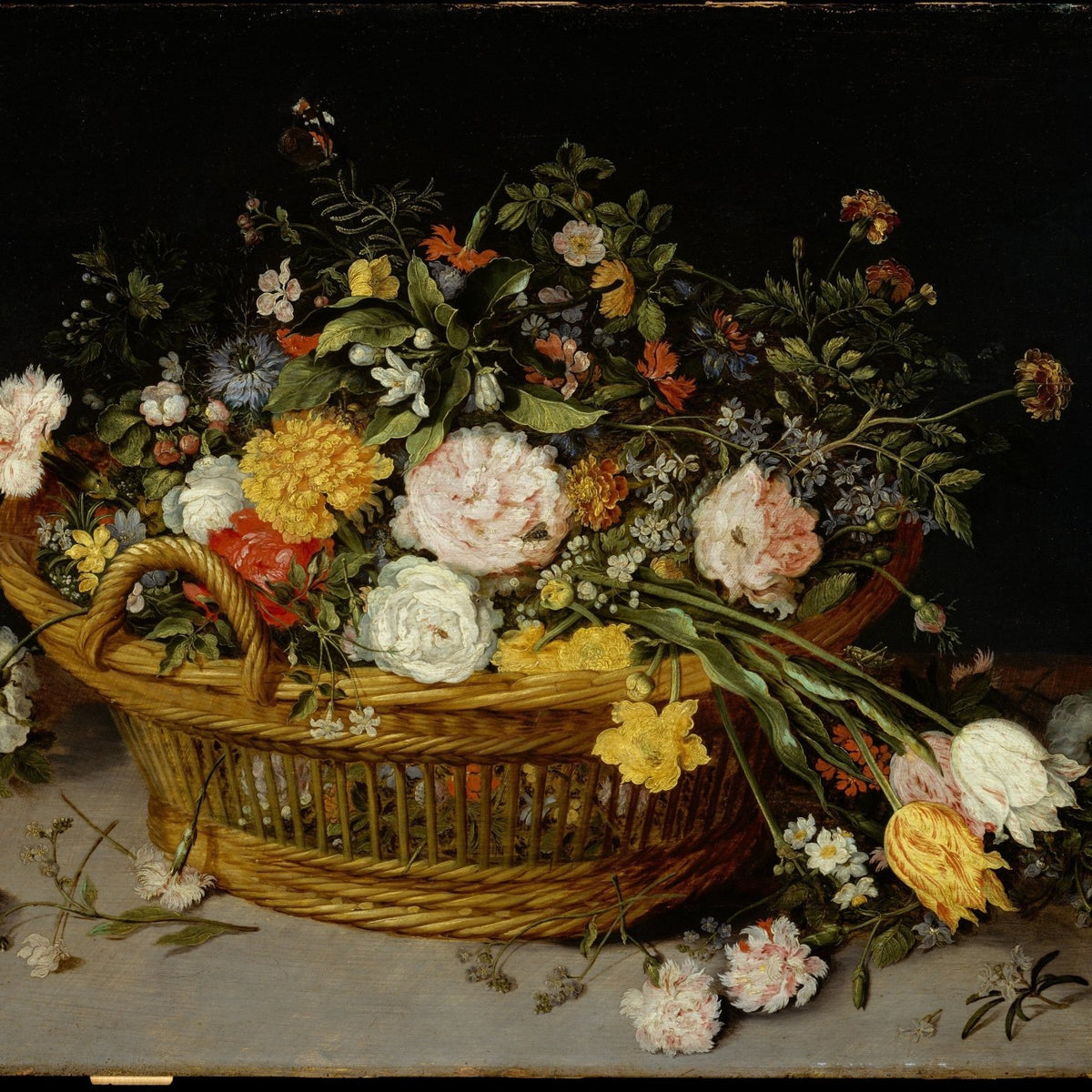 Hand - Painted Flower Basket Still Life Scene – Floral Oil Painting - Oil Painting Haven