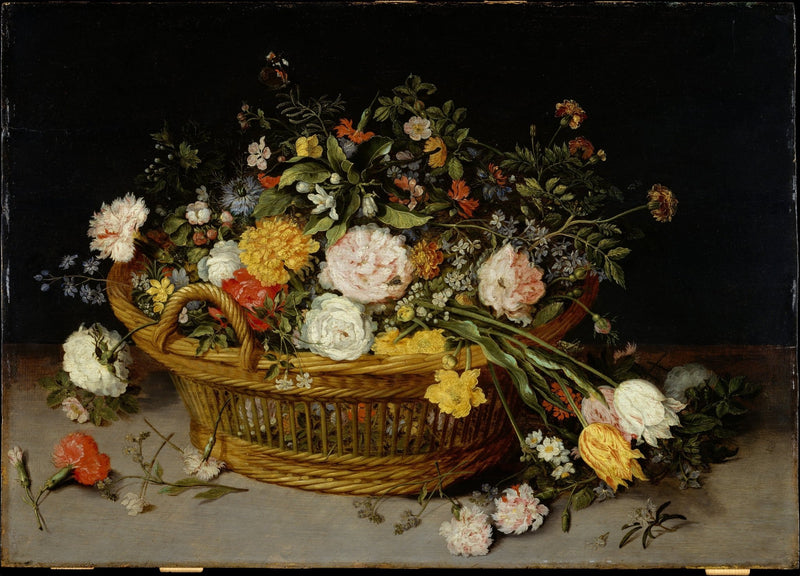 Hand - Painted Flower Basket Still Life Scene – Floral Oil Painting - Oil Painting Haven