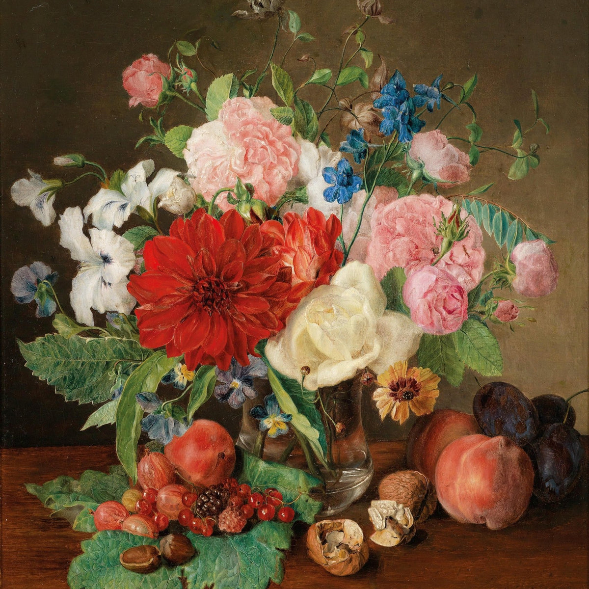 Hand - Painted Flowers and Fruits Still Life - Floral Oil Painting - Oil Painting Haven