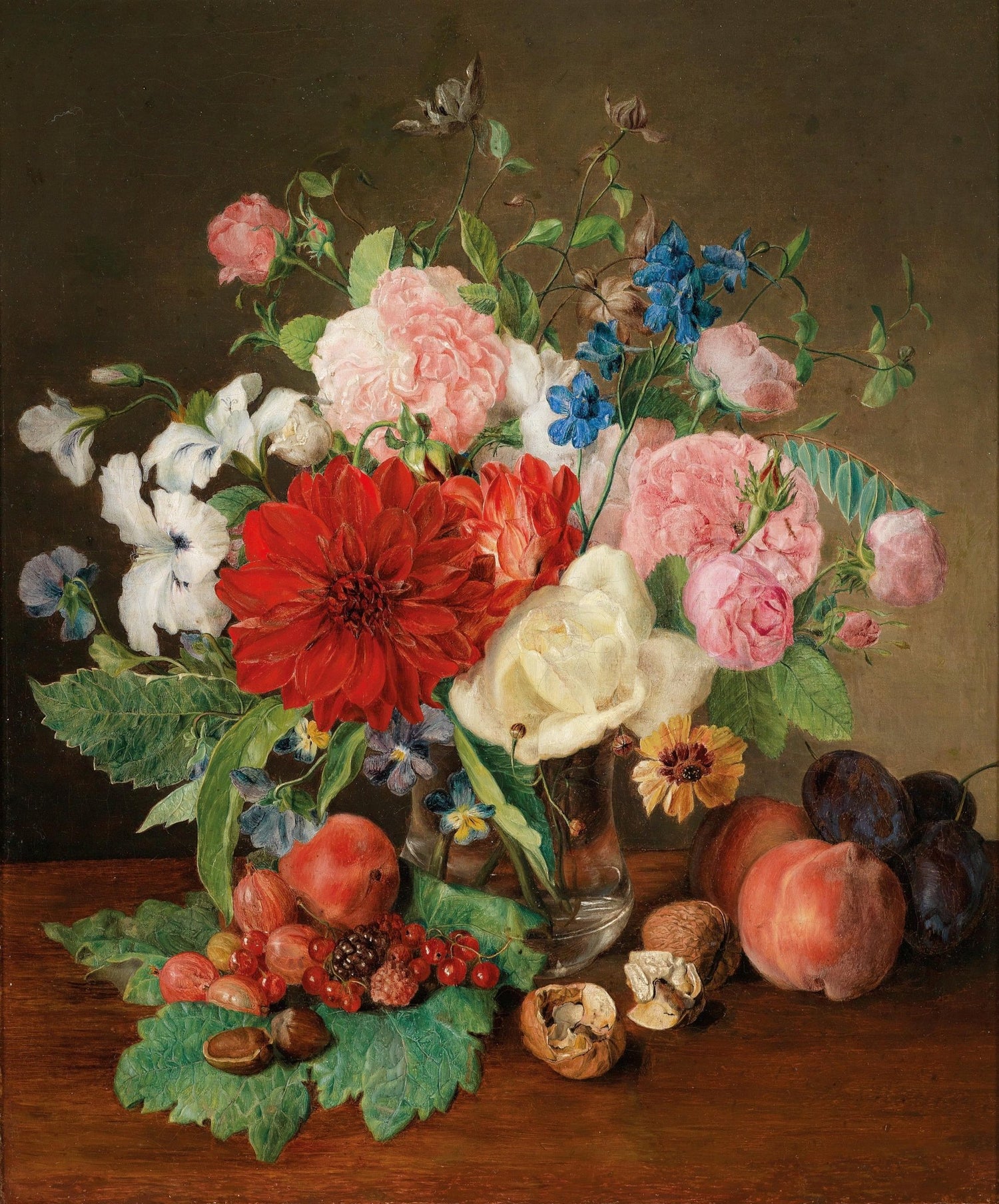 Hand - Painted Flowers and Fruits Still Life - Floral Oil Painting - Oil Painting Haven