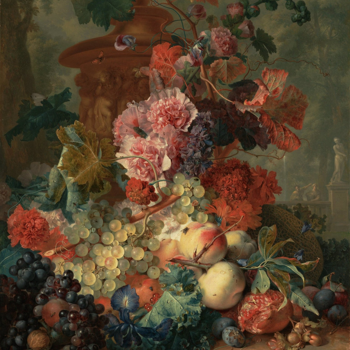 Hand - Painted Flowers and Grapes Still Life Vase – Floral Oil Painting - Oil Painting Haven