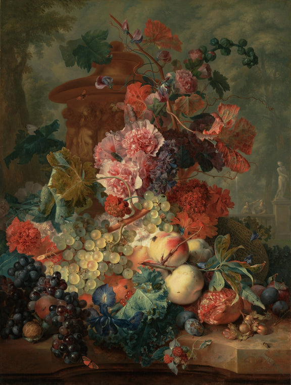 Hand - Painted Flowers and Grapes Still Life Vase – Floral Oil Painting - Oil Painting Haven