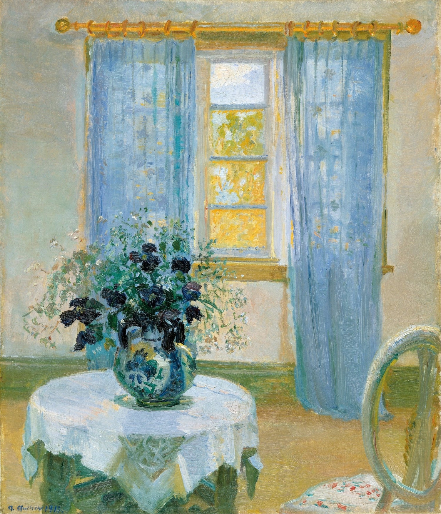 Hand - Painted Flowers in Vase by Window - Floral Oil Painting - Oil Painting Haven