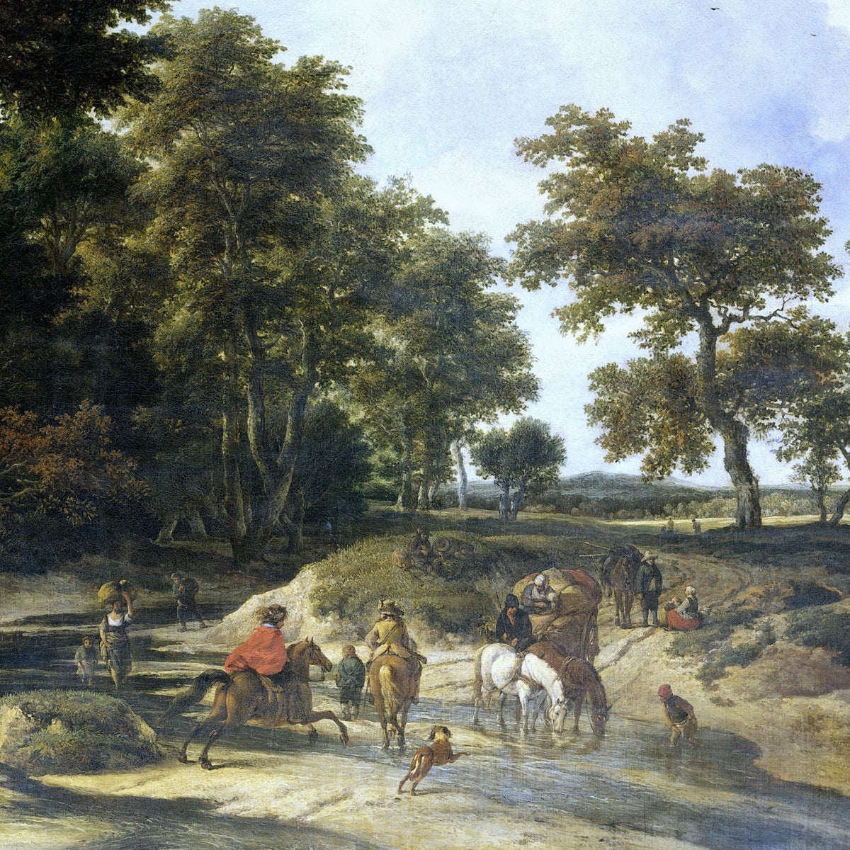 Hand - Painted Forest River Crossing - Landscape Oil Painting - Oil Painting Haven