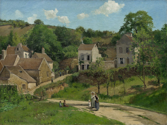 Hand-painted hand-painted french village lane scene landscape oil painting on canvas