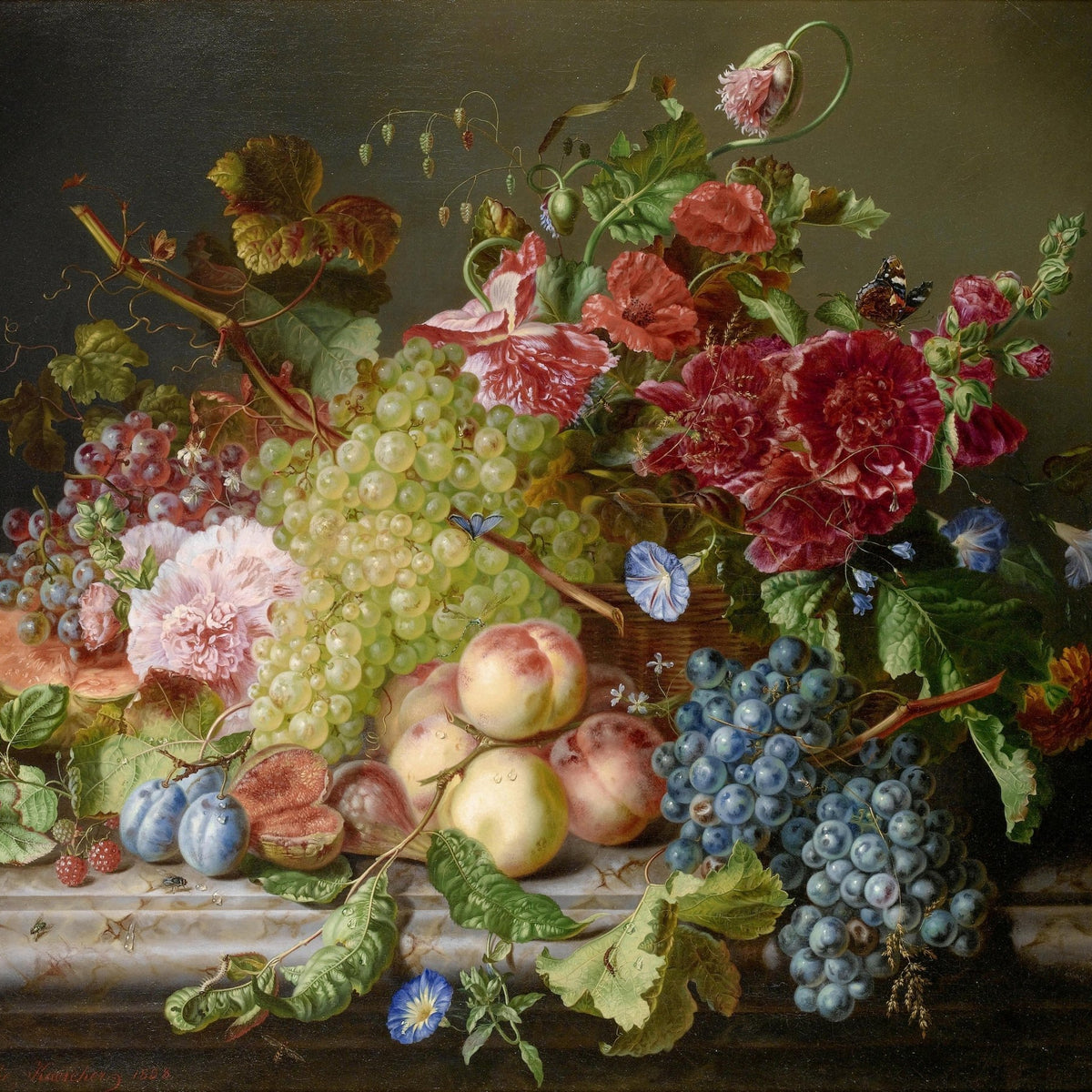 Hand - Painted Fruit and Flower Still Life – Floral Oil Painting - Oil Painting Haven
