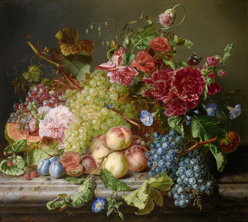 Hand - Painted Fruit and Flower Still Life – Floral Oil Painting - Oil Painting Haven