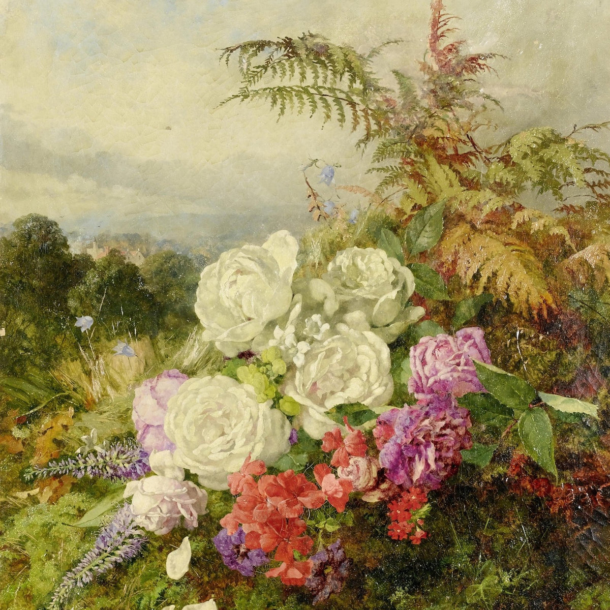 Hand - Painted Garden Roses Landscape Still Life – Floral Oil Painting - Oil Painting Haven