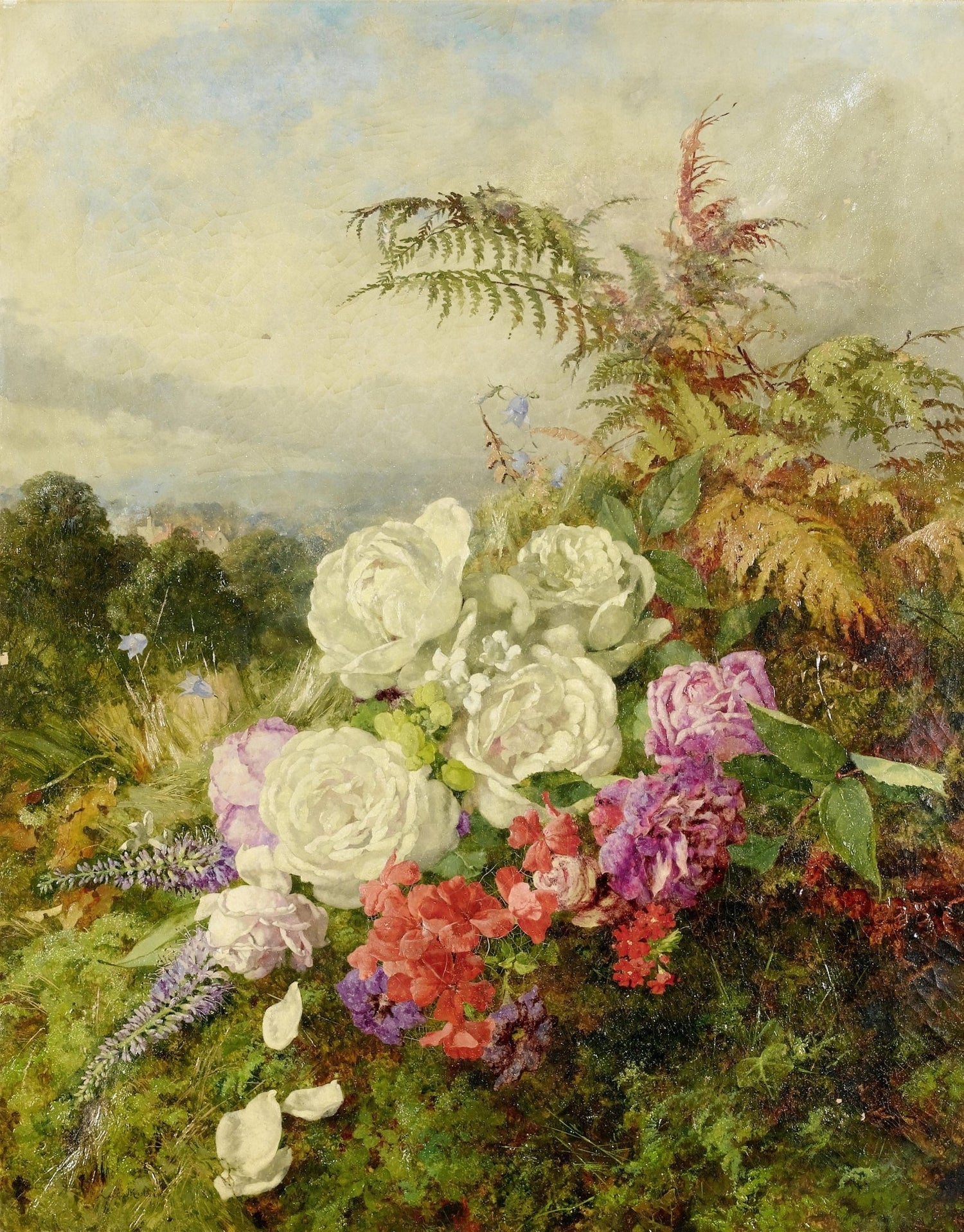 Hand - Painted Garden Roses Landscape Still Life – Floral Oil Painting - Oil Painting Haven
