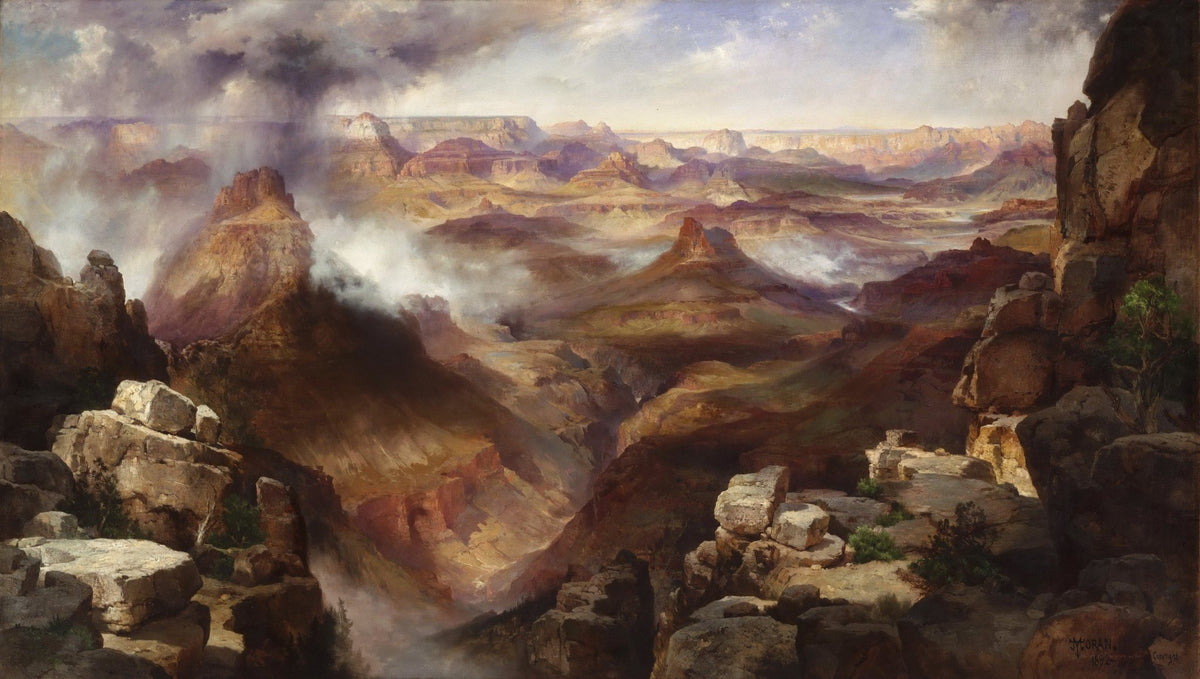 Hand-painted hand-painted grand canyon storm view landscape oil painting on canvas