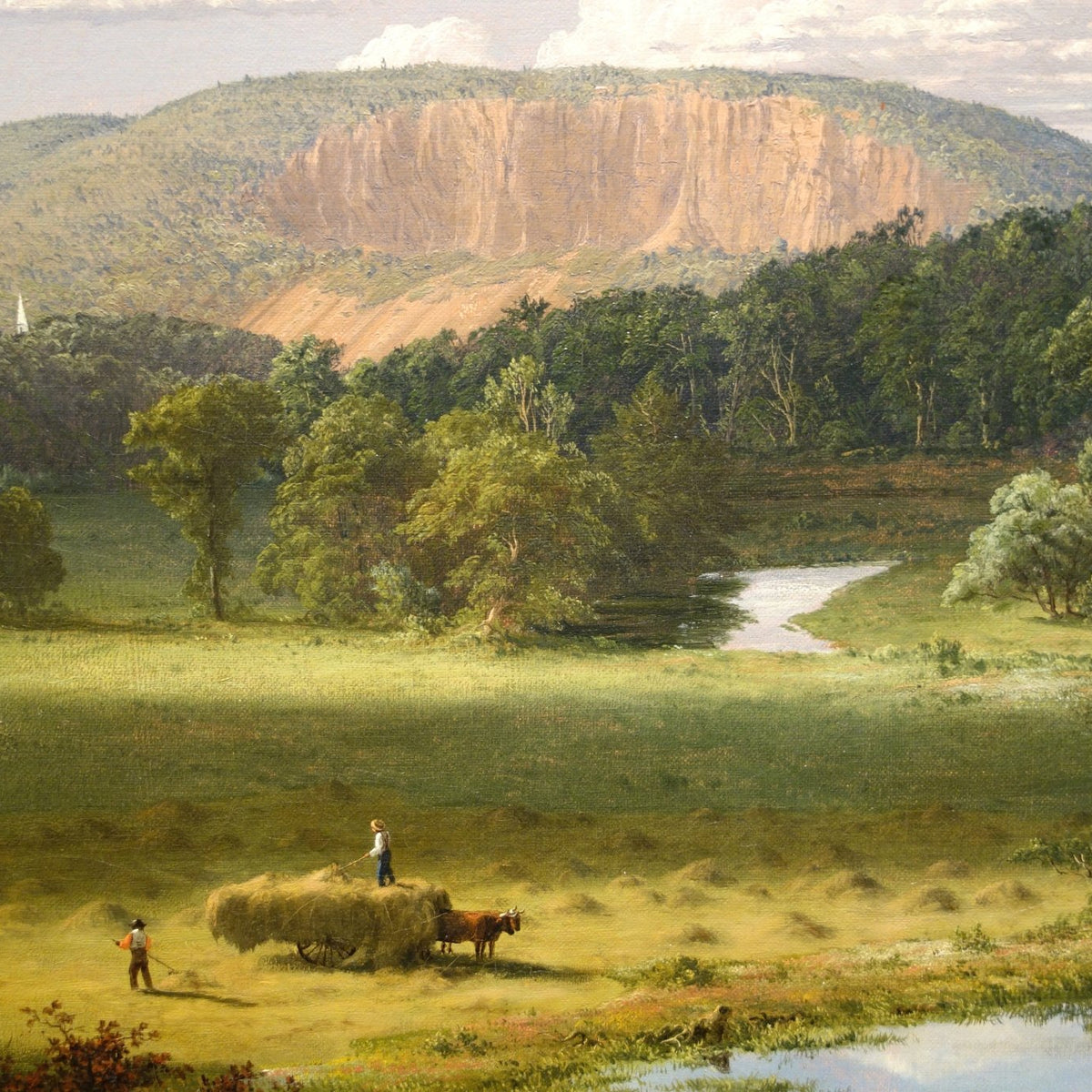 Hand - Painted Hayfield Valley View - Landscape Oil Painting - Oil Painting Haven