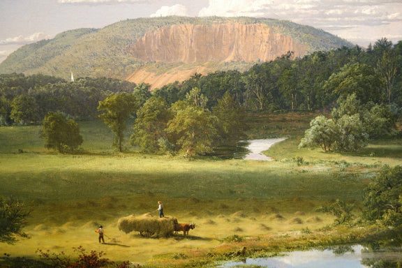 Hand - Painted Hayfield Valley View - Landscape Oil Painting - Oil Painting Haven