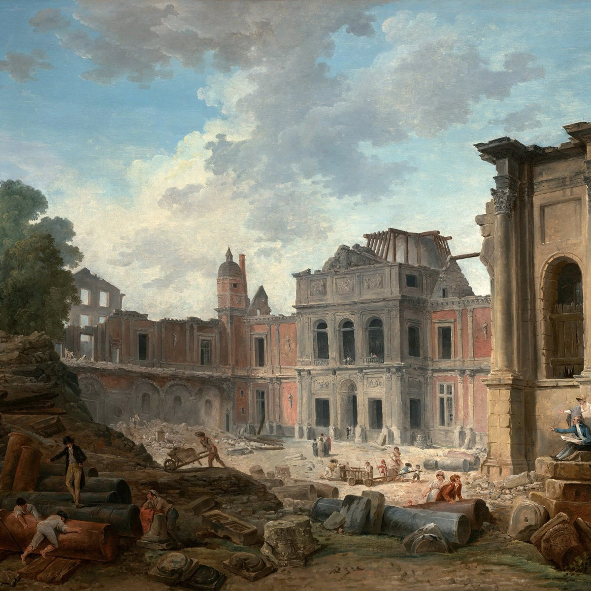 Hand-painted hand-painted historic palace ruins view landscape oil painting on canvas