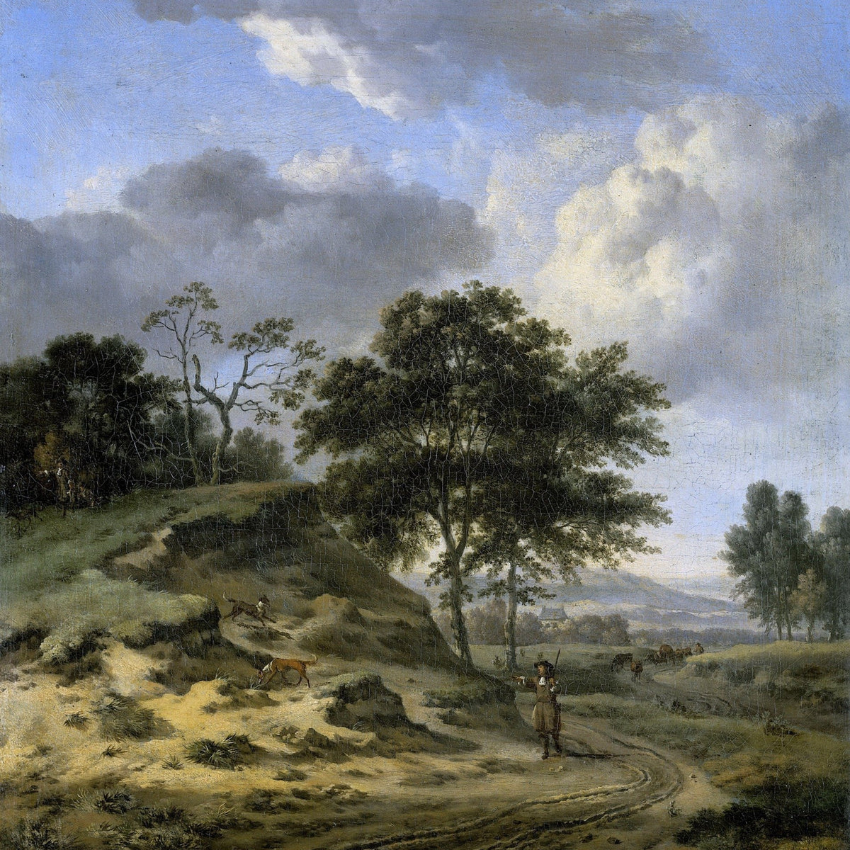 Hand-painted hand-painted hunter's country road view landscape oil painting on canvas