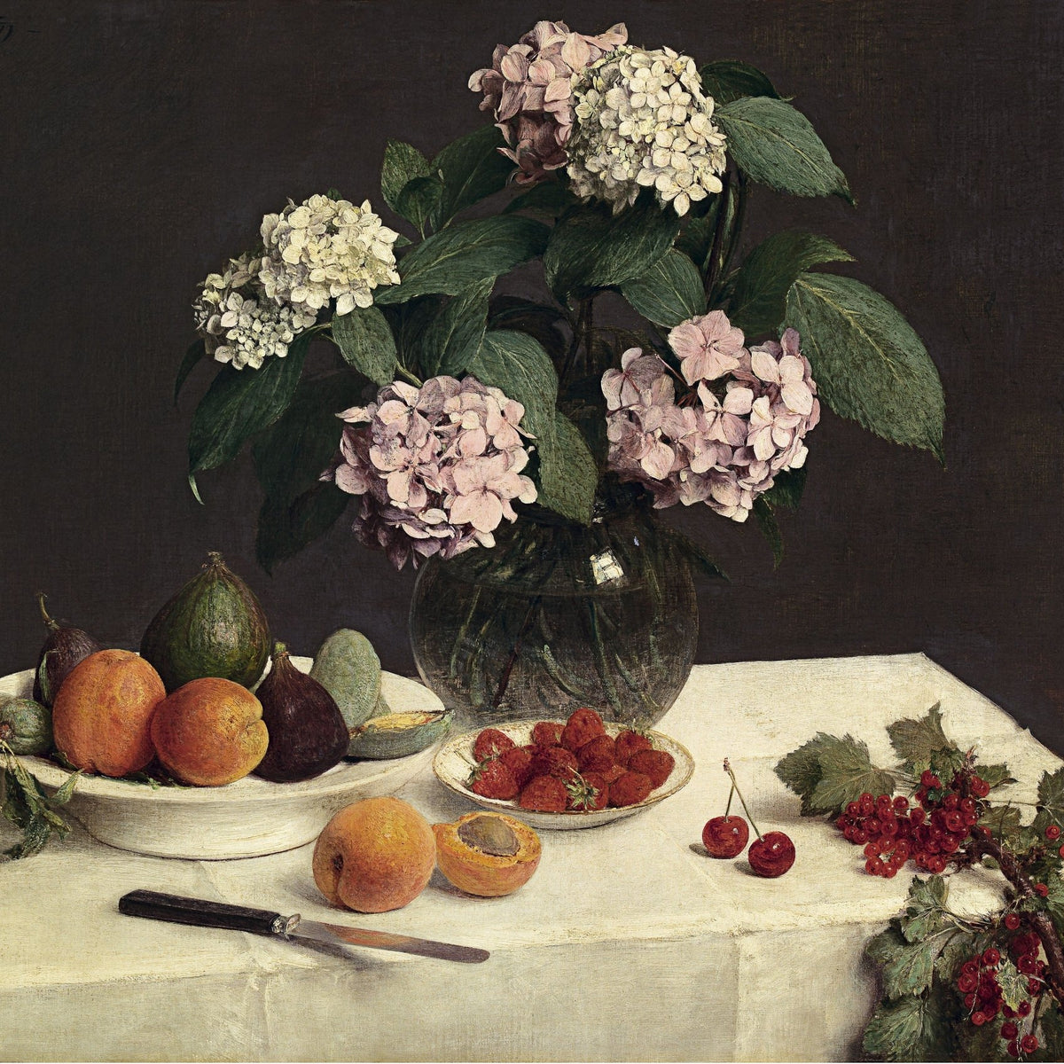 Hand - Painted Hydrangeas & Fruit Still Life - Floral Oil Painting - Oil Painting Haven