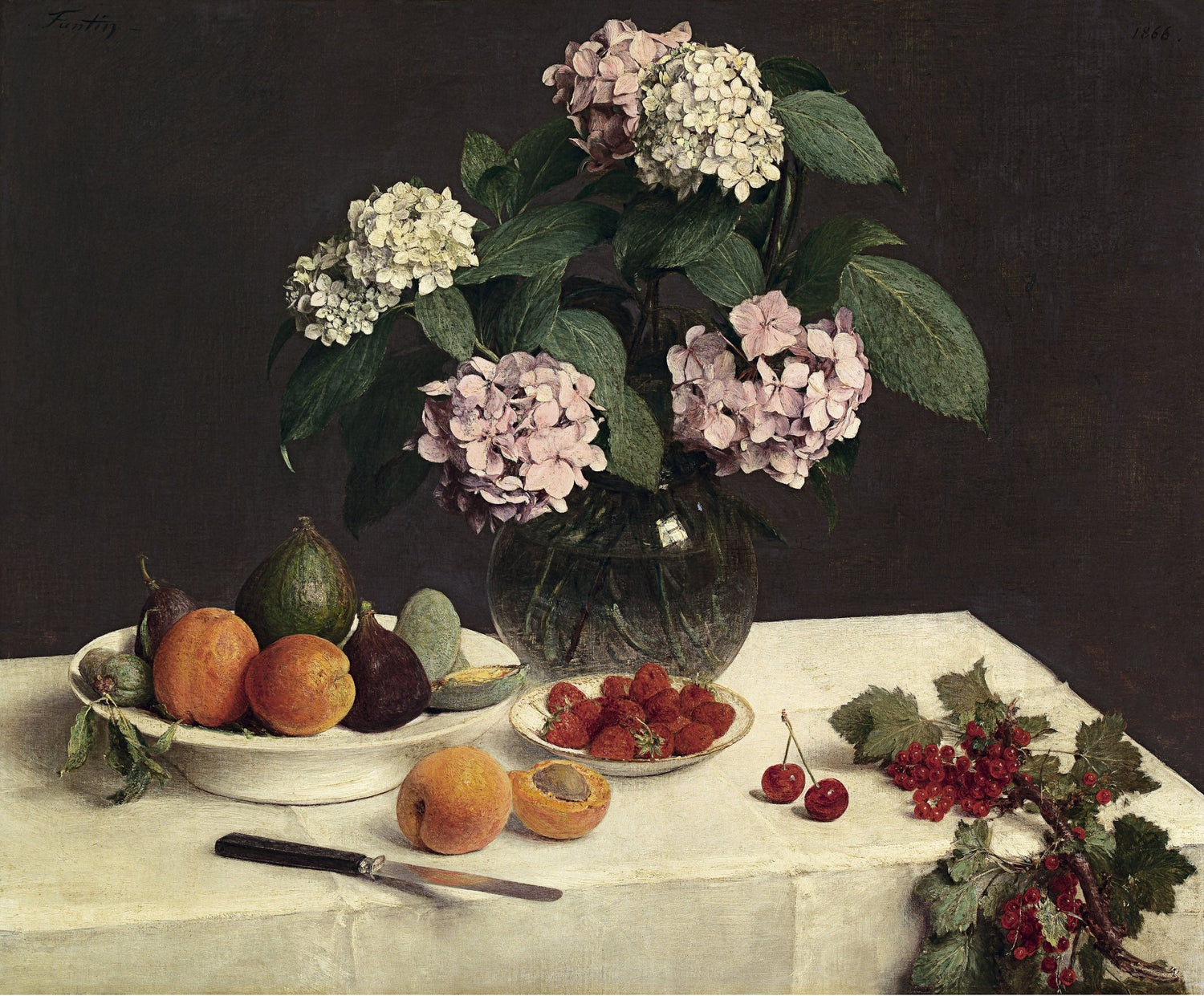 Hand - Painted Hydrangeas & Fruit Still Life - Floral Oil Painting - Oil Painting Haven
