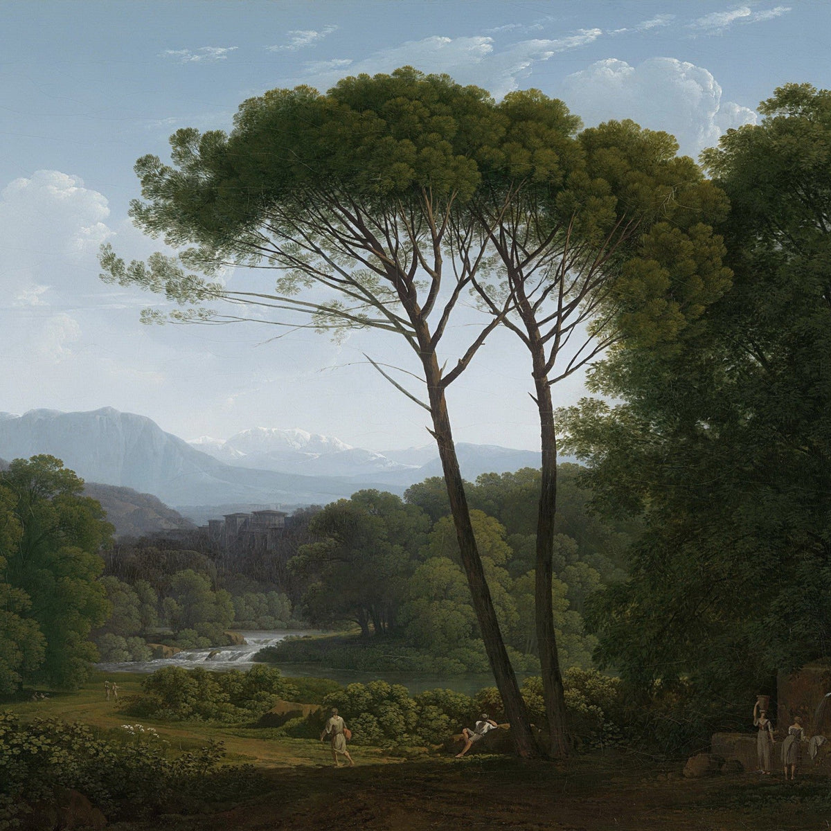 Hand-painted hand-painted italian pine valley view landscape oil painting on canvas