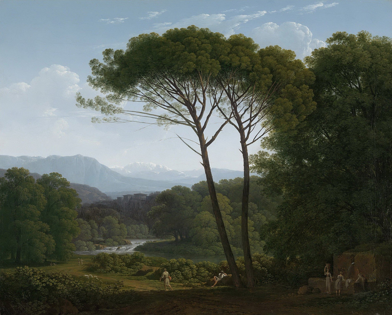 Hand-painted hand-painted italian pine valley view landscape oil painting on canvas