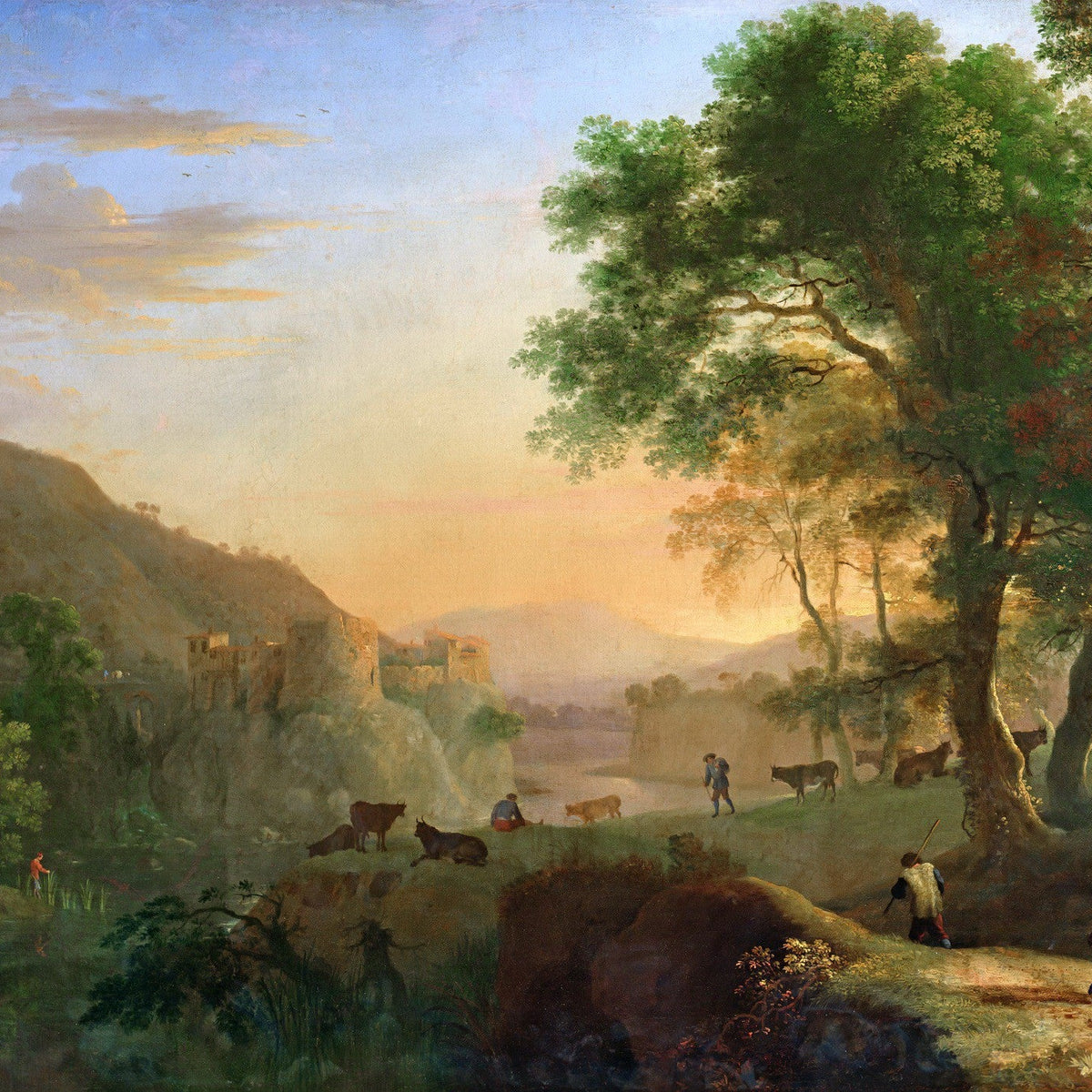 Hand - Painted Italian Sunset Valley - Landscape Oil Painting - Oil Painting Haven