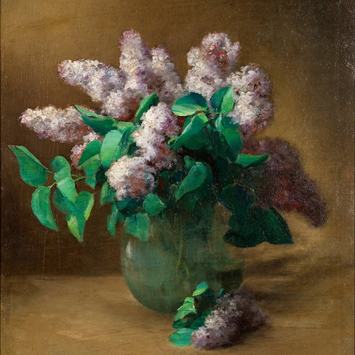 Hand - Painted Lilac Bouquet in Glass Vase – Floral Oil Painting - Oil Painting Haven