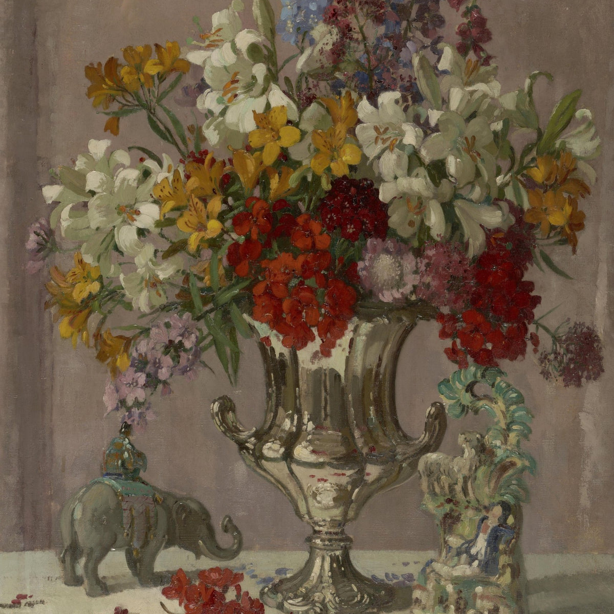 Hand - Painted Lily and Mixed Flower Vase – Floral Oil Painting - Oil Painting Haven