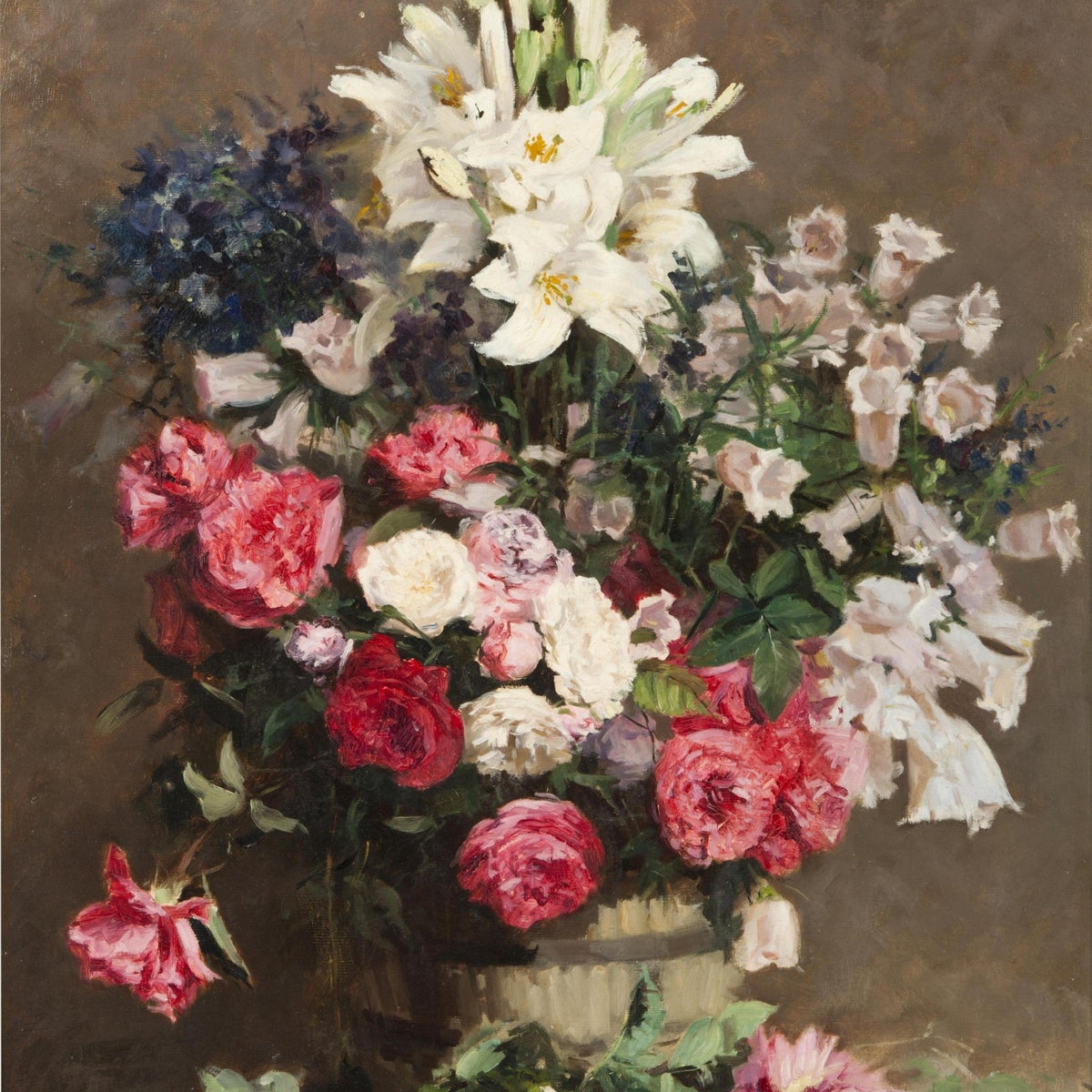 Hand - Painted Lily and Rose Bouquet Still Life – Floral Oil Painting - Oil Painting Haven
