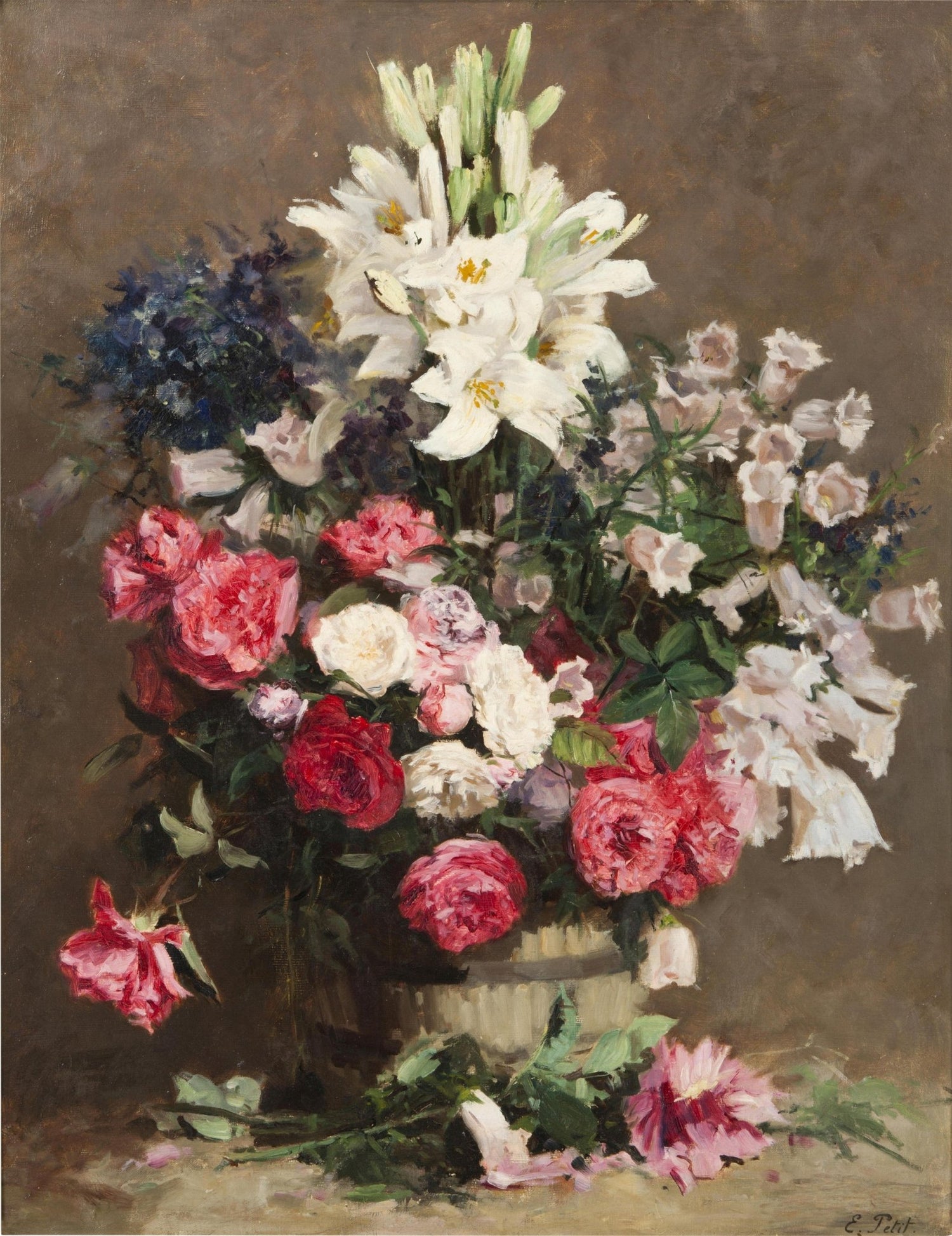 Hand - Painted Lily and Rose Bouquet Still Life – Floral Oil Painting - Oil Painting Haven
