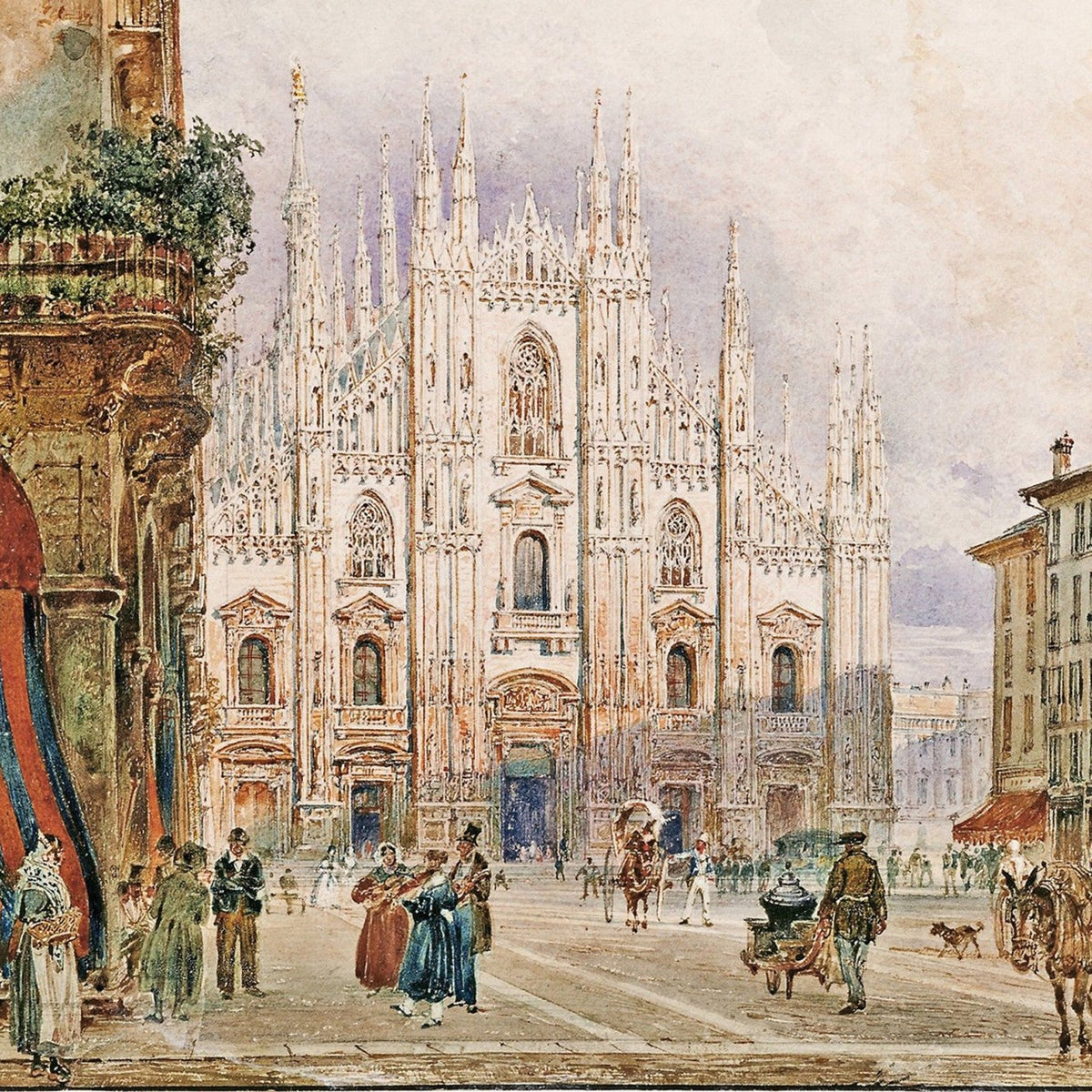 Hand - Painted Milan Cathedral Square View - Landscape Oil Painting - Oil Painting Haven