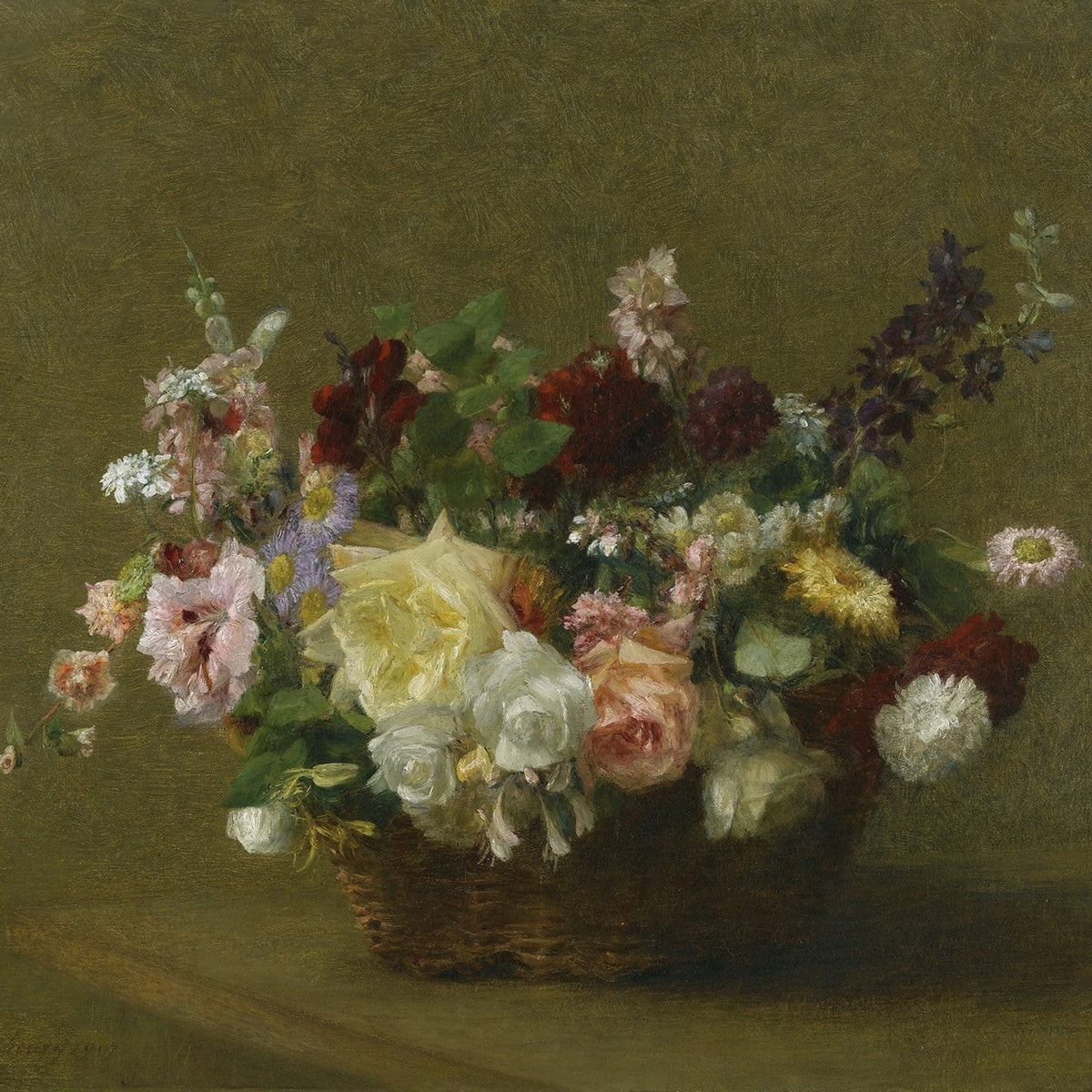 Hand - Painted Mixed Flower Basket Still Life - Floral Oil Painting - Oil Painting Haven