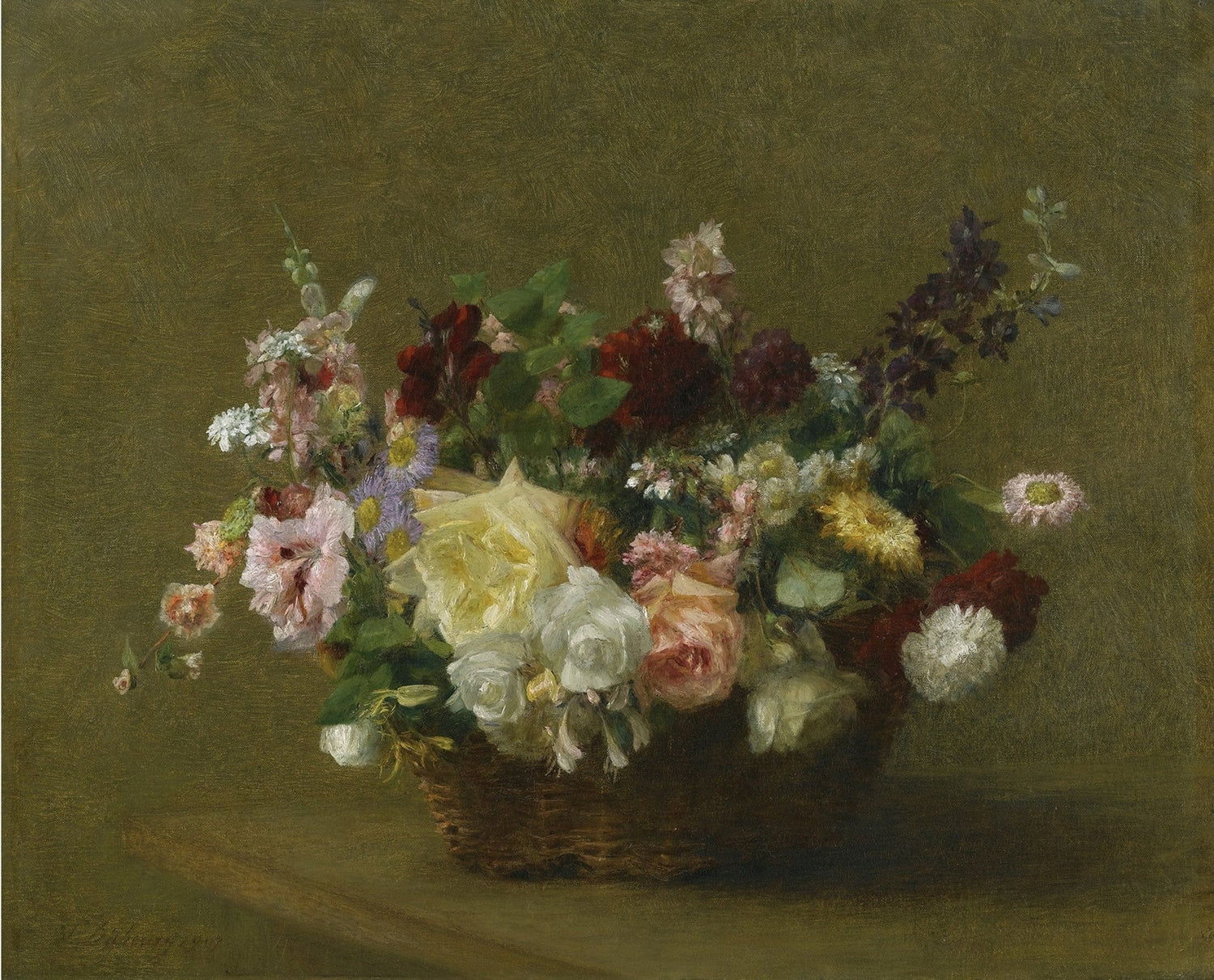 Hand - Painted Mixed Flower Basket Still Life - Floral Oil Painting - Oil Painting Haven