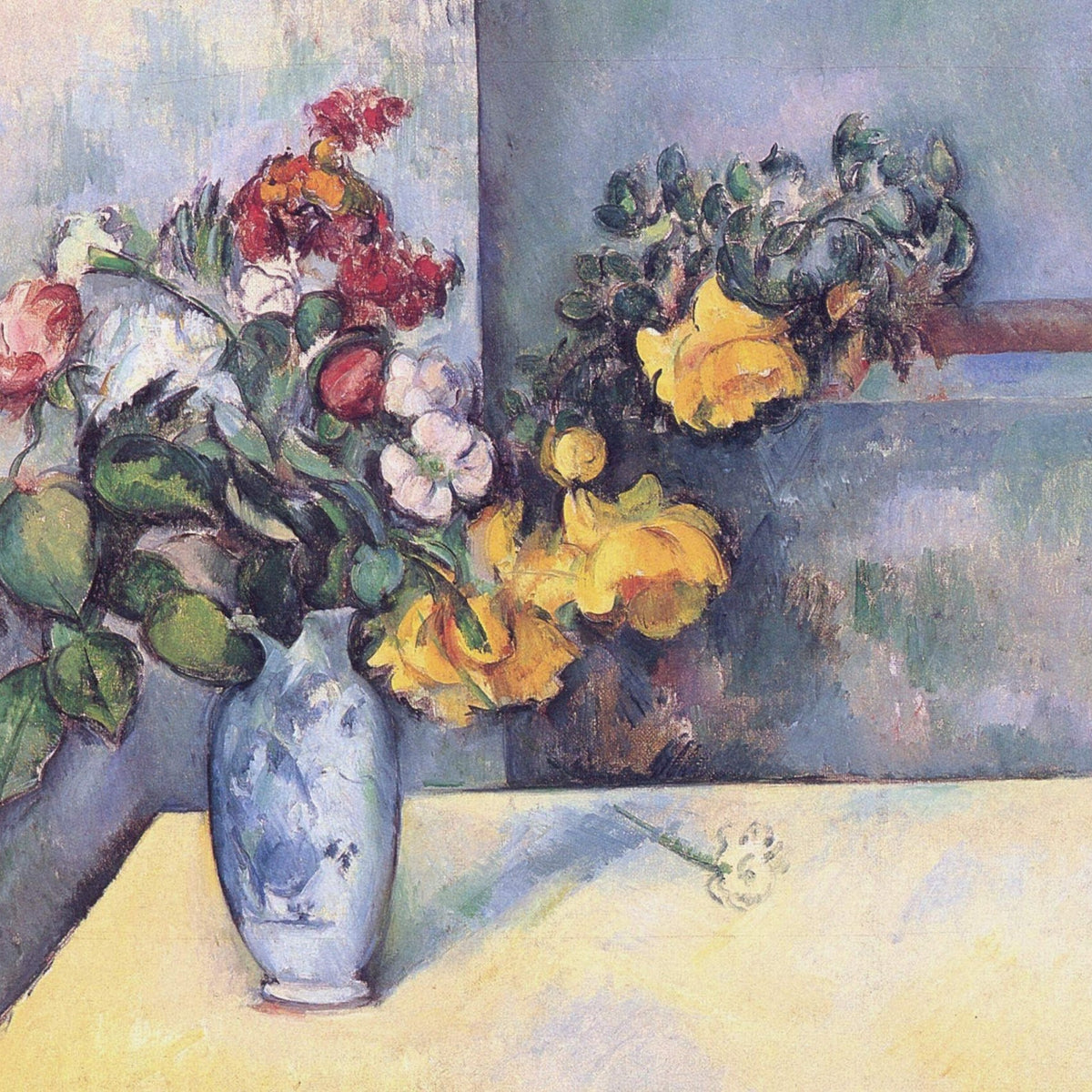 Hand - Painted Mixed Flower Bouquet in Blue Vase – Floral Oil Painting - Oil Painting Haven